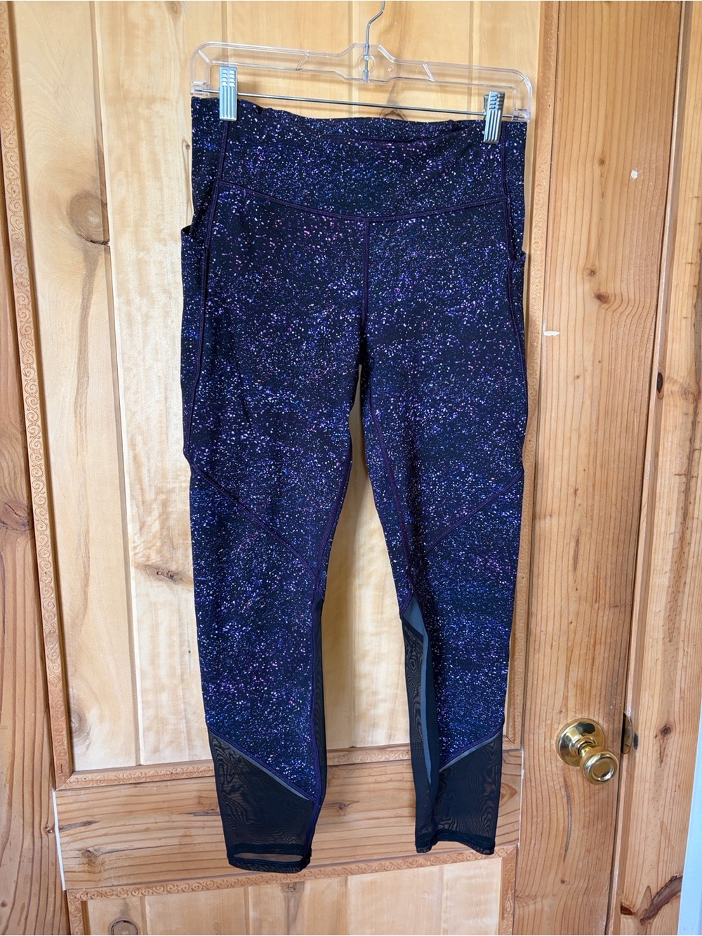 Lululemon Black Leggings with Purple Speckle Print